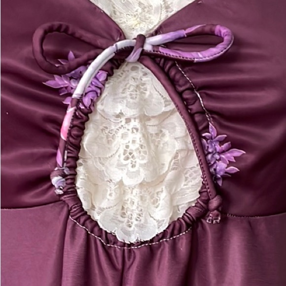 Vintage Giorgie Girl 70’s Long Purple Floral Boho Hippie Dress, Size M - Picture 2 of 16